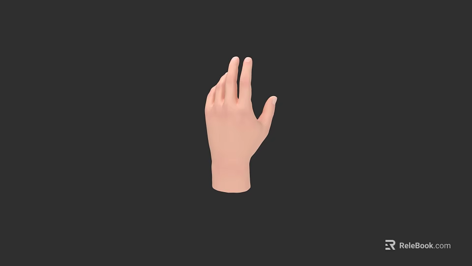Detailed Realistic Flesh Colored Human Hand Model Isolated on Black Background 3d model 