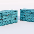 Vintage Blue Chests Of Drawers With Multiple Drawers And Distressed Finish