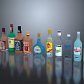 Various Alcohol Drink Bottles With Different Brands And Colorful Designs