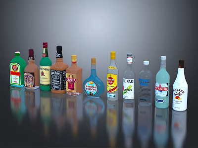 Modern Wine Bottle Various Wine Bottle 3d model