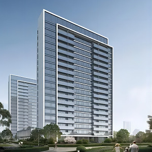 High-rise building in modern residential area 3d model