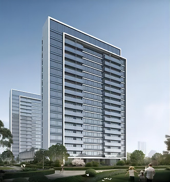 High-rise building in modern residential area 3d model