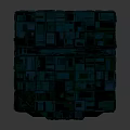 Cartoon Style Stacked Cube Structure With Blue Brown Textures And Reflective Base 3d model