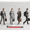Group of Business Men in Suits Carrying Briefcases and Backpacks Walking