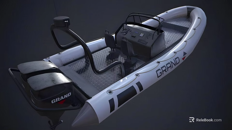 GRAND Inflatable Boat With Motor Console Seats And Sturdy Deck Design 3d model 