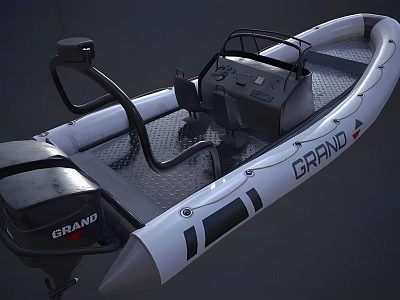 GRAND Inflatable Boat With Motor Console Seats And Sturdy Deck Design 3d model