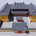 Ancient Chinese Architecture With Yellow Walls Red Door And Traditional Roof Decorations