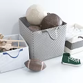 Striped Chevron Fabric Storage Baskets with Handles for Organizing Toys Clothes and Sports Balls