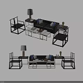 Modern Sofa Coffee Table Combination With Matching Chairs And Table Lamps 3d model