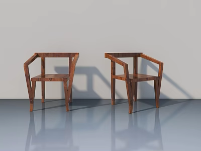 Elegant Modern Wooden Chairs With Unique Geometric Structure And Smooth Finish 3d model