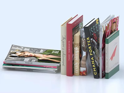 Stack of Assorted Books and Magazines with Colorful Covers and Diverse Spines 3d model