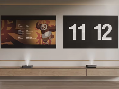 Projection Monitoring System Displays Animated Character And Numbers On Wall 3d model