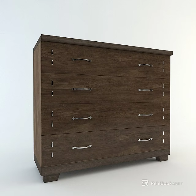 Wooden Dresser with Multiple Drawers and Metal Handles Modern Bedroom Storage 3d model 