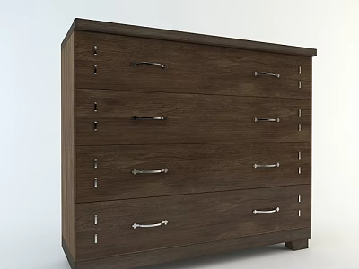 Wooden Dresser with Multiple Drawers and Metal Handles Modern Bedroom Storage 3d model