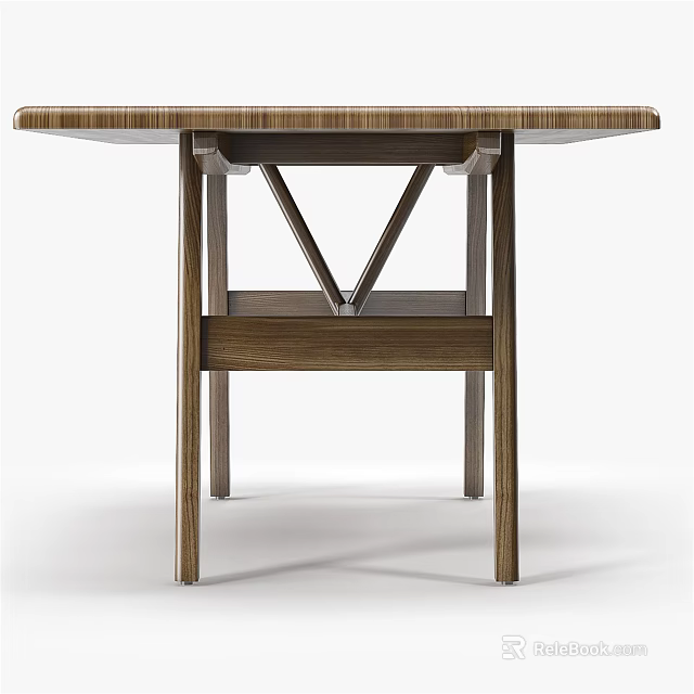 Modern Wooden Dining Table Design With Cross Leg Structure And Smooth Tabletop 3d model 
