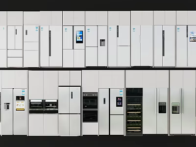 White Refrigerators and Freezers Display Various Modern Styles for Home Kitchen 3d model
