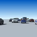 Multiple Cars of Different Types Parked in Open Area Under Clear Sky