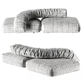 Soft Two Seater Sofa With Checkered Fabric And Curved Comfortable Cushions