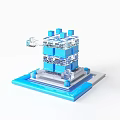 Blue Transparent 3D Multi Layer Block Structure With Modern Geometric Design Base 3d model