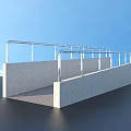 Simple Modern Pedestrian Bridge Structure With Concrete Base And Metal Railings