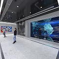 Modern Exhibition Hall Interior With Large Dynamic LED Display Wall And Logo Lighting 3d model