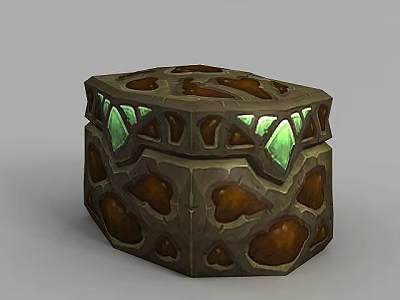 Tech Exhibition Hall Showcasing Hexagonal Rock Textured Exhibit With Green Glowing Edges And Innovative Design 3d model