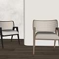 Modern Leisure Chairs With Woven Backrest Dark And Light Frame Comfortable Cushion