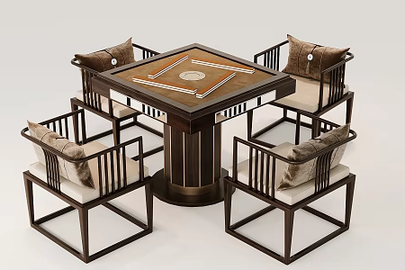 Mahjong Table Black Leather Mahjong Table and Chair Mahjong Table and Chair Leather Mahjong Chair Single Chair Automatic Mahjong Table Mahjong Table 3d model