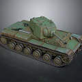 Vintage Green Military Tank Model With Tracks Turret And Realistic Design