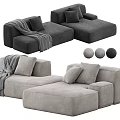 Modern Three-Seater Velvet Sofa Modular Design with Plush Cushions and Multiple Gray Tones