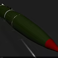Military Weapon Green Artillery Shell With Red Conical Tip And Smooth Cylindrical Surface 3d model