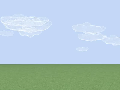 Peaceful Natural Scene With Light Blue Sky White Clouds And Green Grass 3d model