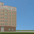 Multi Storey Residential Building With Brown Beige Exterior And Green Lawn Roadside