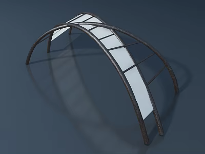 Modern Arch Architectural Structure With Metal Frame And White Panels 3d model