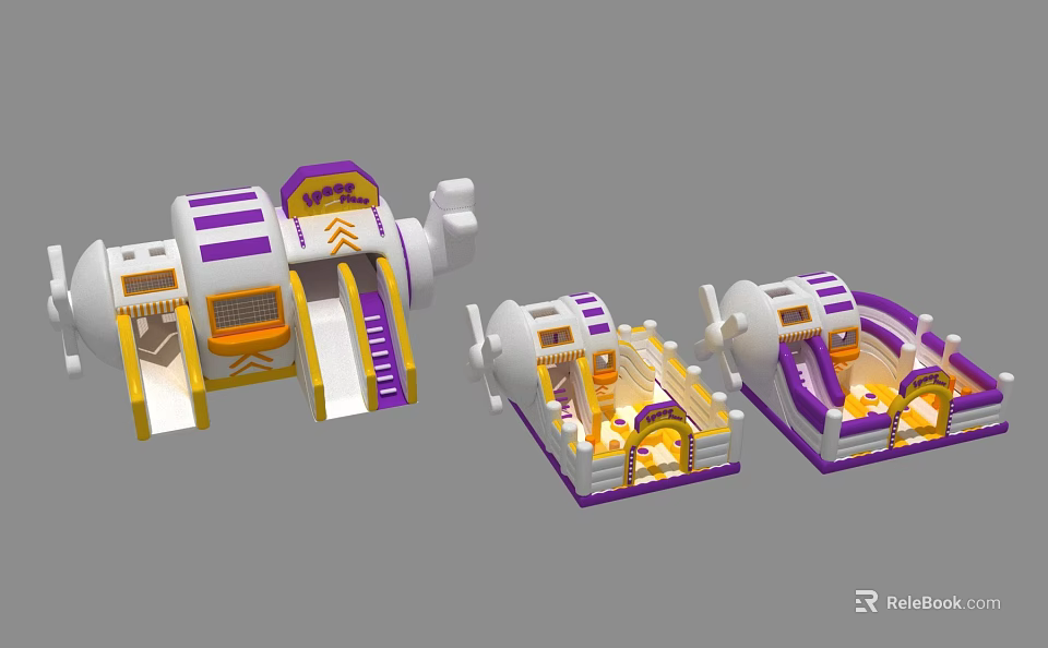 Colorful Indoor Children's Play Equipment With Slide Castle And Interactive Zones 3d model 