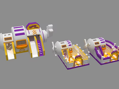 Colorful Indoor Children's Play Equipment With Slide Castle And Interactive Zones 3d model
