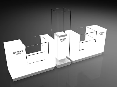 Modern Display Shelves With White Platforms And Transparent Glass Showcase Design 3d model