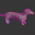 Detailed Woven Gray Dachshund Figurine With Blue Paws On Black Reflective Surface