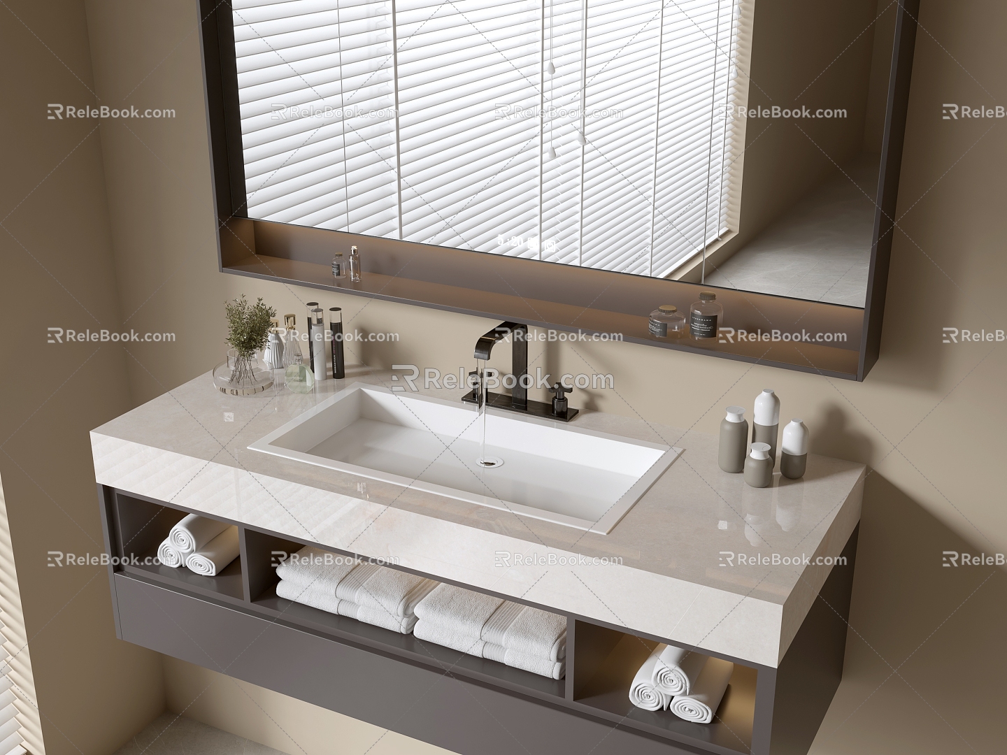 Modern Bathroom Cabinet Bathroom Counter Basin Bathroom Decoration Mirror Cabinet Sink 3d model