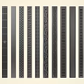 Vertical Black Decorative Strips with Diverse Patterns and Modern Design Elements 3d model