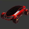Futuristic Red Concept Car With Sleek Design Black Roof And Large Wheels
