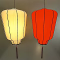 Traditional Hanging Yellow And Red Lanterns With Tassels For Indoor Decor