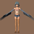 Fantasy Blue Haired Female Character With Feathered Wings And Clawed Feet