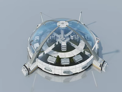 Modern Swing Door Design For Transparent Dome Structure With Glass Panels And Architectural Elements 3d model