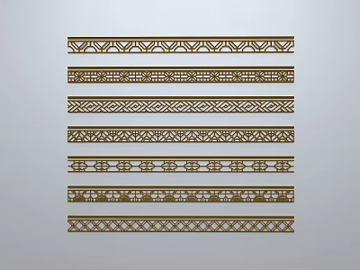 Chinese-style window grilles line silhouette pane window sill border engraved window edge strip construction 3d model