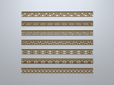 Chinese-style window grilles line silhouette pane window sill border engraved window edge strip construction 3d model