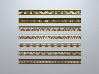 Chinese-style window grilles line silhouette pane window sill border engraved window edge strip construction 3d model