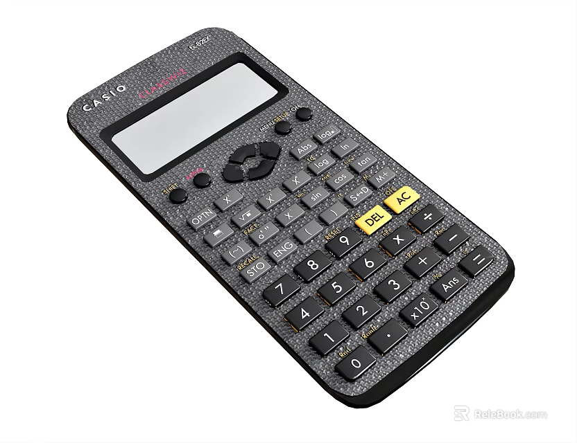 Casio Black Scientific Calculator With Large Display Screen And Function Keys Design 3d model