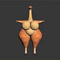 Cartoon Giraffe Game Movie Character With Orange Spots Exaggerated Proportions Pink Hooves Standing Pose