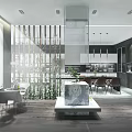 Modern Restaurant Interior With Open Design Wooden Floors Pendant Lights Dining Table And Green Plants